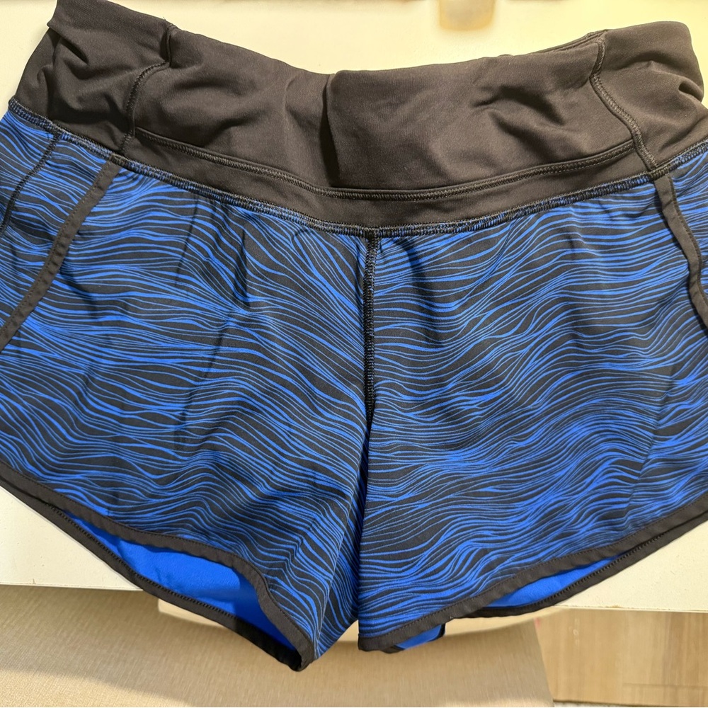 Lululemon Athletica Black and Blue Wave Shorts